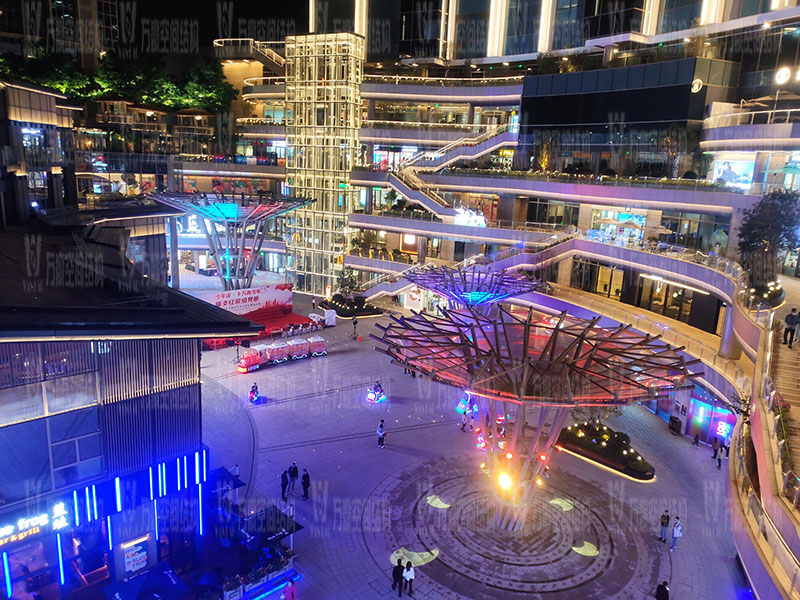 石家莊東南智匯城倒傘ETFE膜結構項目夜景欣賞
