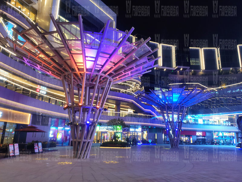 石家莊東南智匯城倒傘ETFE膜結構項目夜景欣賞