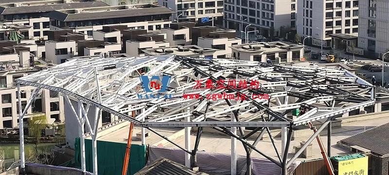 文一塘溪津門天幕鋼結構及ETFE膜結構氣枕膜工程